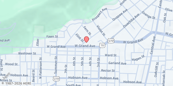 Map showing Grand Ave UMC Table of Grace at 841 Quapaw Ave., Hot Springs, AR