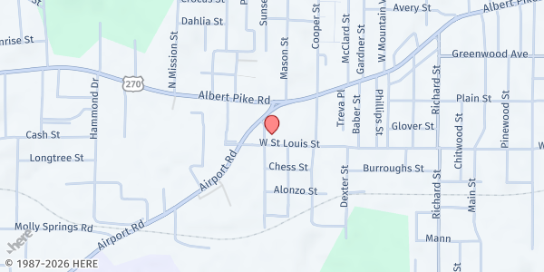 Map showing Lake Pointe Church Food Pantry at 1343 Albert Pike Rd., Hot Springs, AR
