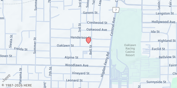 Map showing Oaklawn Baptist Church at 200 Oaklawn St., Hot Springs, AR