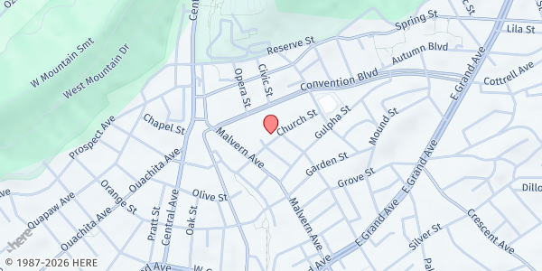 Map showing Visitors Chapel AME at 319 Church Street, Hot Springs, AR