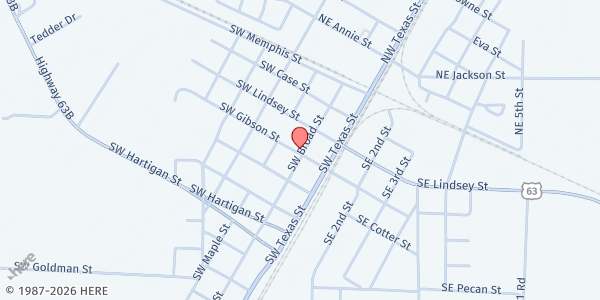 Map showing Hoxie United Methodist Church at 318 SW Broad St, Hoxie, AR