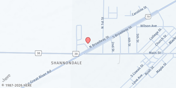 Map showing Dollar General Overflow Location at Dollar General, Hughes, AR