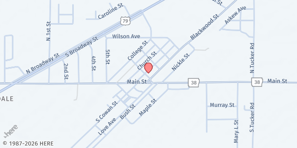 Map showing Hughes Christian Outreach - Main Distribution Site at 201 Blackwood St, Hughes, AR