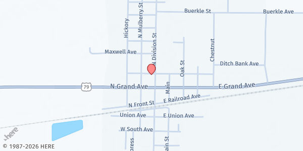 Map showing Humphrey United Methodist Church at 110 N. Division St., Humphrey, AR