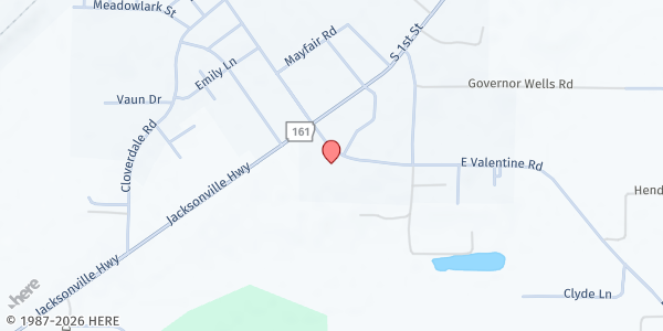Map showing Berea Baptist Church at 104 E Valentine Rd, Jacksonville, AR