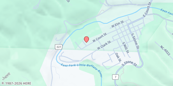 Map showing Newton County Christian Food Room at 504 Court St., Jasper, AR