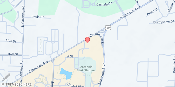 Map showing A-State Campus Pantry at 2907 E Johnson Ave, Jonesboro, AR