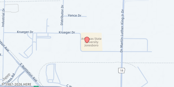 Map showing ASUN Jonesboro at 5504 Krueger Dr, Jonesboro, AR