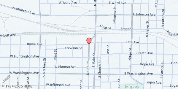 Map showing City Youth Ministries at 118 Burke Ave., Jonesboro, AR