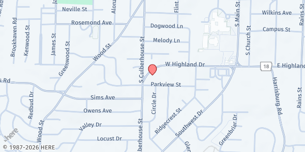 Map showing Helping Neighbors at 501 W Highland Dr, Jonesboro, AR