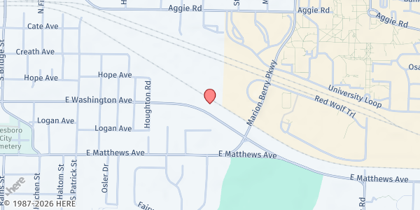 Map showing Northpointe Church of Christ at 1512 E Washington Ave, Jonesboro, AR