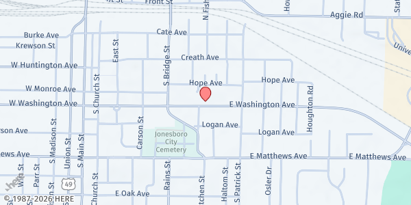 Map showing Saint Paul Missionary Baptist Church - Food Distribution Center at 716 E Washington Ave, Jonesboro, AR
