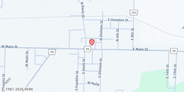 Map showing Lavaca First Baptist at 100 W. Main St., Lavaca, AR