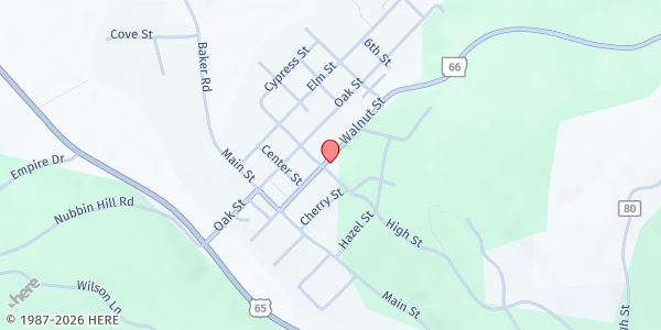 Map showing Leslie Fishes and Loaves Food Pantry at 401 High Street, Leslie, AR