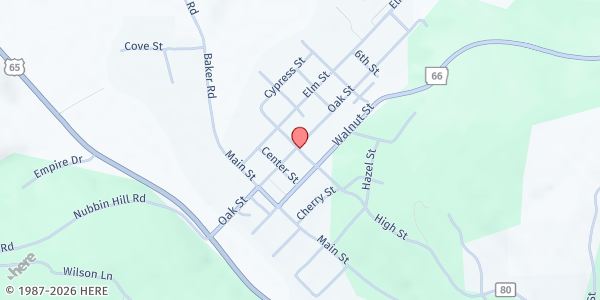 Map showing Searcy County School District Food Pantry at 402 Oak Street, Leslie, AR