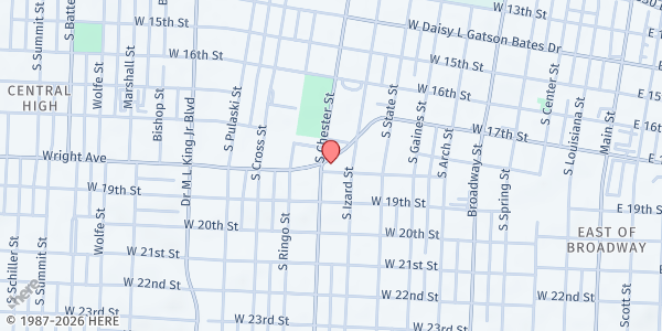 Map showing Allison Presbyterian Church at 922 Wright Ave., Little Rock, AR
