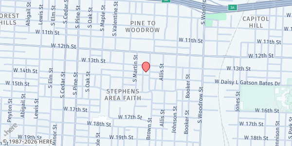 Map showing Bethesda Missionary Baptist at 1316 S. Brown St., Little Rock, AR