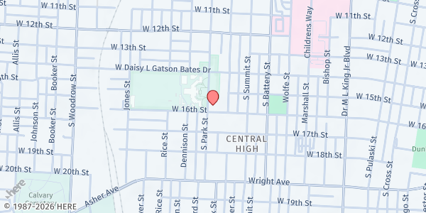 Map showing Bullock Temple CME Church at 1513 S. Park St., Little Rock, AR