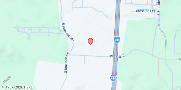 Map showing Church at Rock Creek at 11500 W. 36th St., Little Rock, AR