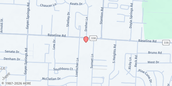 Map showing Evangelist Temple COGIC at 5121 Baseline Rd., Little Rock, AR