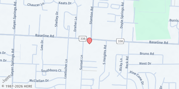 Map showing Fellowship Christian Church at 8923 Sunset Ln., Little Rock, AR