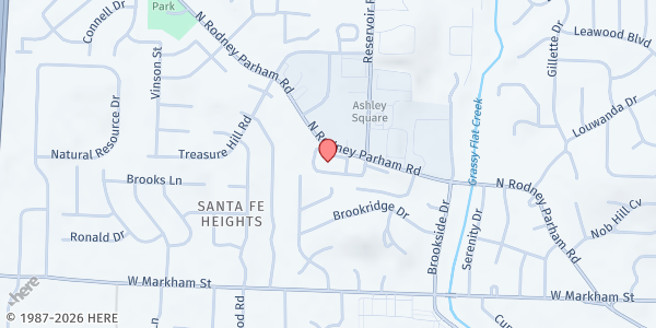 Map showing Grace Presbyterian Church at 9301 N. Rodney Parham Rd., Little Rock, AR
