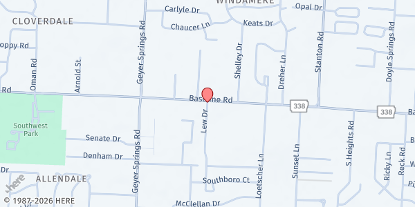 Map showing Greater Grace Baptist Church at 8819 Lew Dr., Little Rock, AR