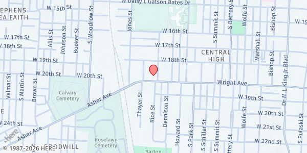 Map showing Greater Trinity Church of God In Christ at 2400 Wright Ave., Little Rock, AR