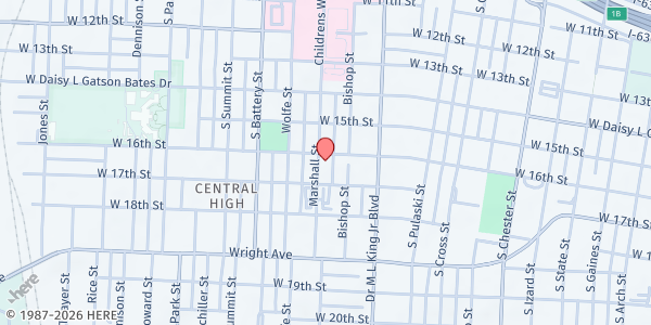 Map showing Helping Hand of Greater Little Rock at 1601 Marshall St., Little Rock, AR