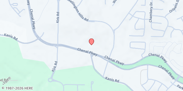 Map showing Highland Valley United Methodist Church at 15524 Chenal Pkwy., Little Rock, AR