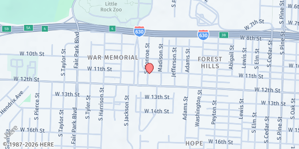 Map showing Holy Cross MED at 4821 W. 11th St., Little Rock, AR