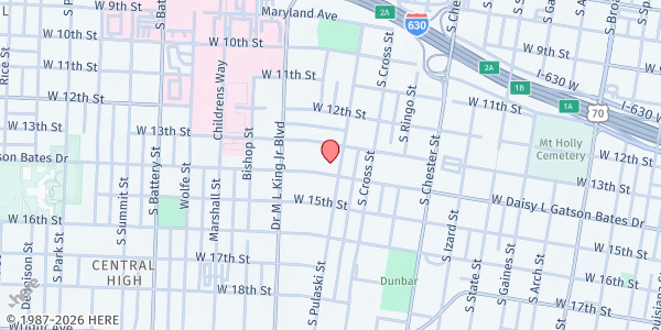 Map showing Holy Temple Church of God in Christ at 1322 S. Pulaski St., Little Rock, AR