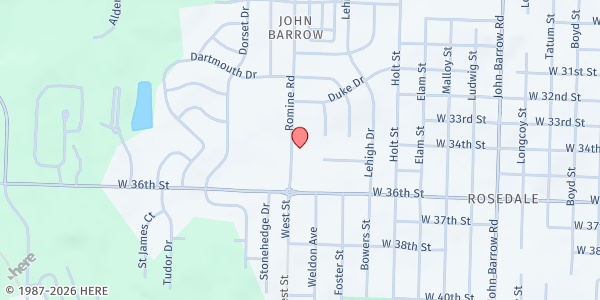Map showing Hunter United Methodist Church at 3301 Romine Rd., Little Rock, AR