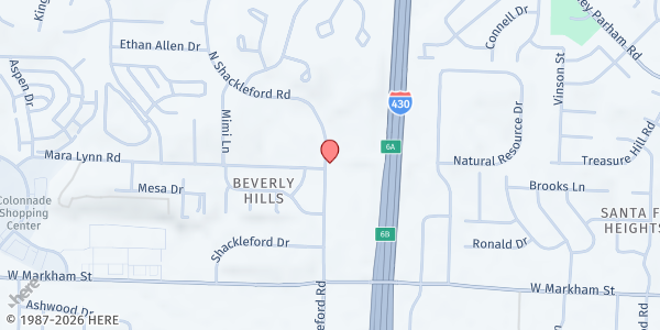 Map showing Immanuel Baptist Church of Little Rock at 501 N. Shackleford Rd., Little Rock, AR