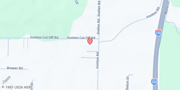 Map showing Ironton Baptist Church at 14718 Ironton Cut-Off Rd., Little Rock, AR