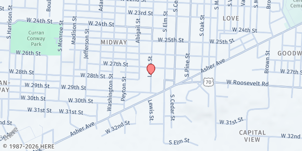 Map showing Lewis Street Church of Christ at 2716 Lewis St., Little Rock, AR