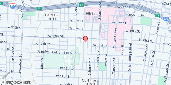 Map showing Liberty Hill Missionary Baptist - LR at 1215 S. Schiller St., Little Rock, AR