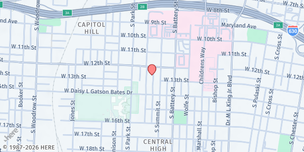 Map showing Liberty Hill Missionary Baptist - LR at 1215 S. Schiller St., Little Rock, AR