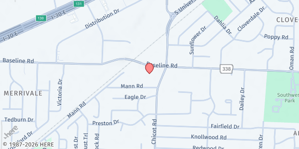 Map showing Life Line Baptist Church - LR at 7601 Baseline Rd, Little Rock, AR