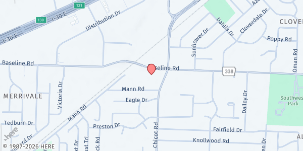 Map showing Lifeline Baptist Church at 7601 Baseline Rd., Little Rock, AR