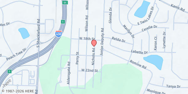 Map showing Mercy Ministries at 1900 Nichols Rd., Little Rock, AR