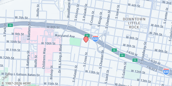 Map showing Mount Zion Baptist Church at 908 S. Cross St., Little Rock, AR