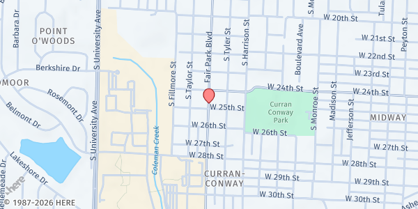 Map showing Oak Forest UMC at 2415 Fair Park Blvd., Little Rock, AR