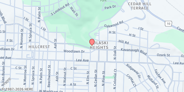 Map showing Pulaski Heights Baptist Church - Little Free Pantry at 2200 Kavanaugh Blvd., Little Rock, AR