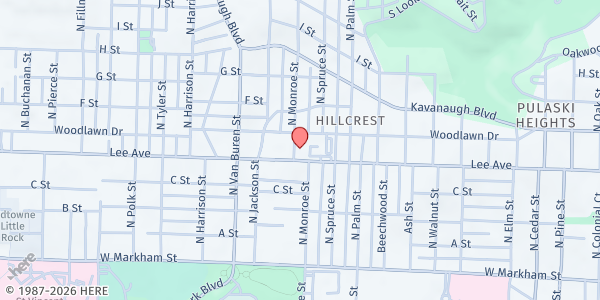 Map showing Pulaski Heights UMC at 4823 Woodlawn Dr., Little Rock, AR
