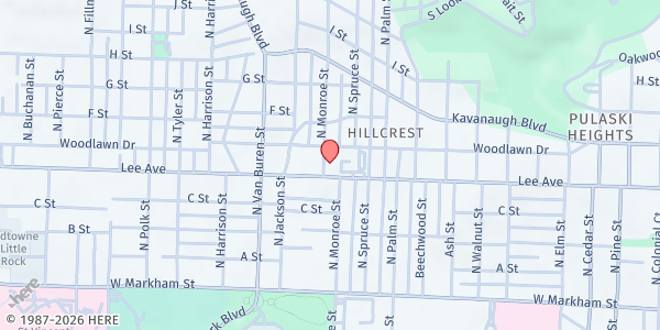 Map showing Pulaski Heights UMC - Wakefield School Pantry at 4823 Woodlawn Dr., Little Rock, AR