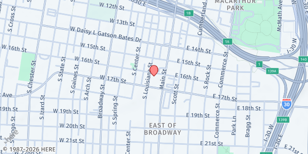 Map showing Quapaw Quarter UMC at 1601 S. Louisiana St., Little Rock, AR