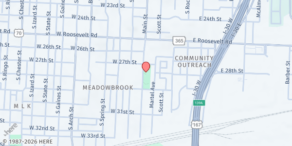 Map showing Saint John MBC at 2501 S. Main St., Little Rock, AR