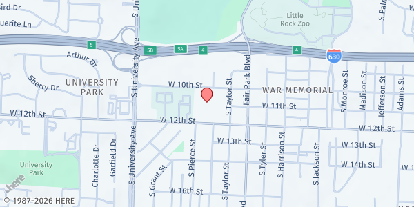 Map showing Saint Mark Baptist Church at 5722 W. 12th St., Little Rock, AR