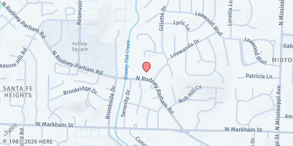 Map showing Seventh Day Adventist Church at 8700 N. Rodney Parham Rd., Little Rock, AR